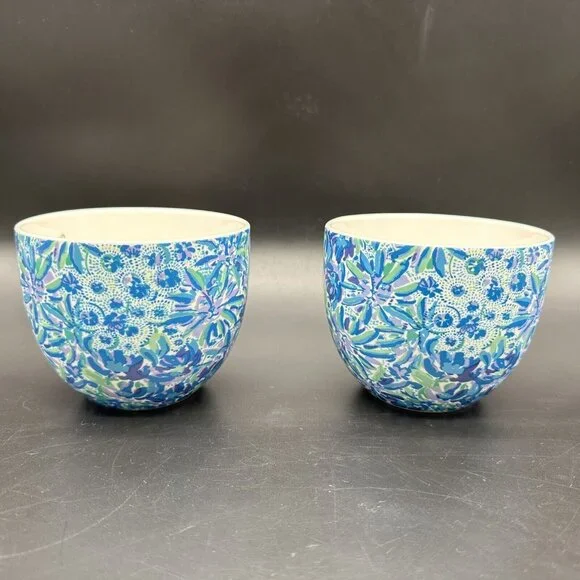 Lilly Pulitzer Mugs Coffee Tea Cups Lion Around Hidden Cat Face Blue Purple - Picture 5 of 11